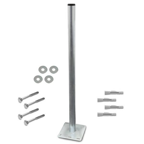 Standfuss 1m mit Sat Mastfuß + Schrauben & Dübelset (4x Schrauben + Unterlegscheibe + Dübel)