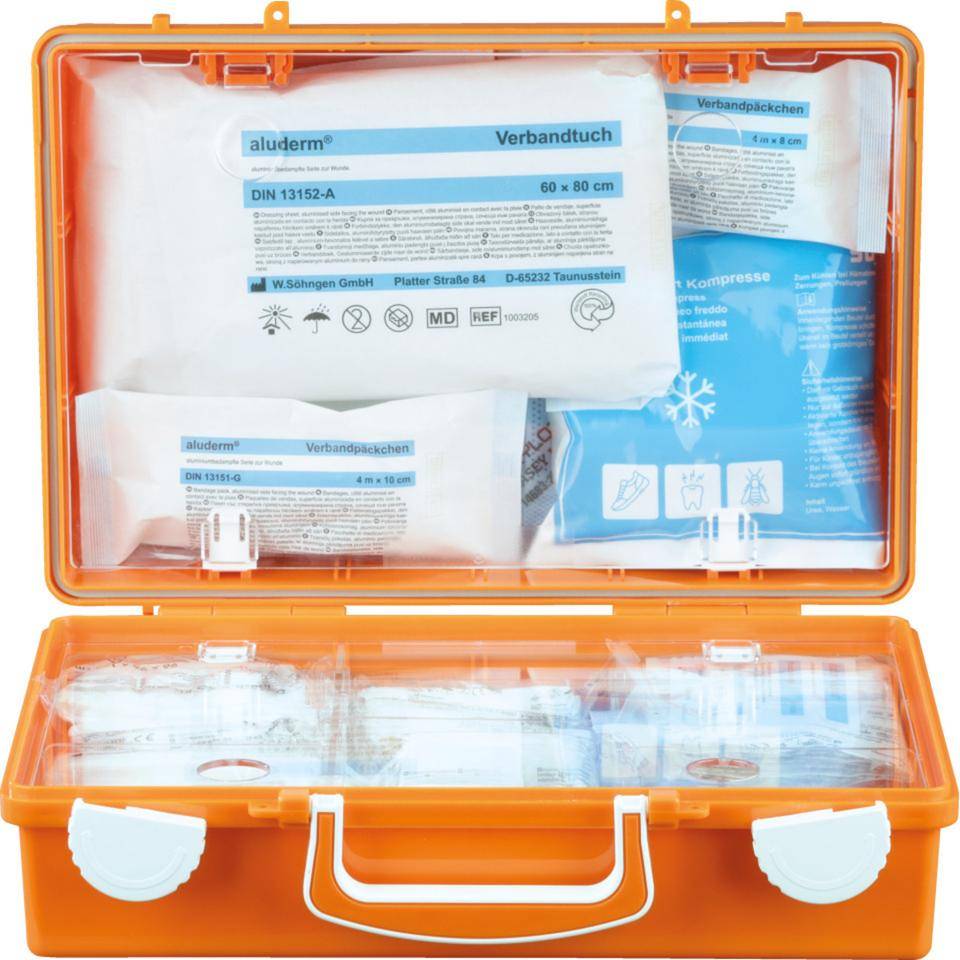 SÖHNGEN® Erste-Hilfe-Koffer SN-CD,mit Bedruckung,DIN 13157,orange,Wandhalterung-1
