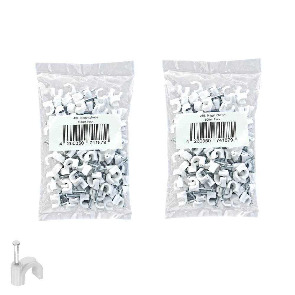 ARLI 200x Nagelschelle 7mm Kabelschelle allzweck Nagelschellen Rundschelle Kabelbefestigung Befestigung Nagel-0