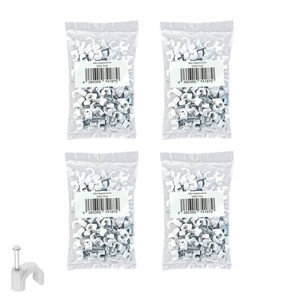 ARLI 400x Nagelschelle 12mm Kabelschelle allzweck Nagelschellen Rundschelle Kabelbefestigung Befestigung Nagel weiss