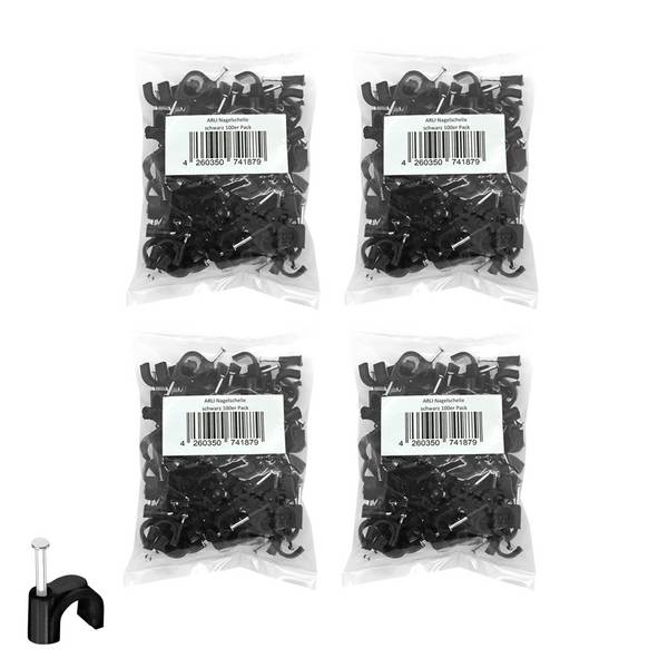 ARLI 400x Nagelschelle 12mm Kabelschelle allzweck Nagelschellen Rundschelle Kabelbefestigung Befestigung Nagel schwarz