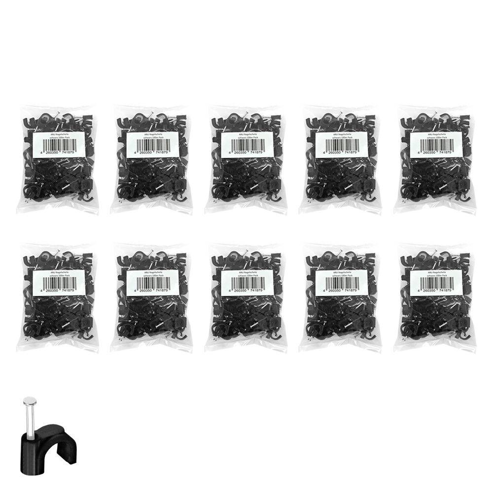 ARLI 1000x Nagelschelle 12mm Kabelschelle allzweck Nagelschellen Rundschelle Kabelbefestigung Befestigung Nagel schwarz-0