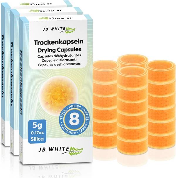 JB White 24 Trockenkapseln für Hörgeräte, Trocknungskapseln mit Farbindikator für Hörhilfen, Hörgerät-Trockentabletten
