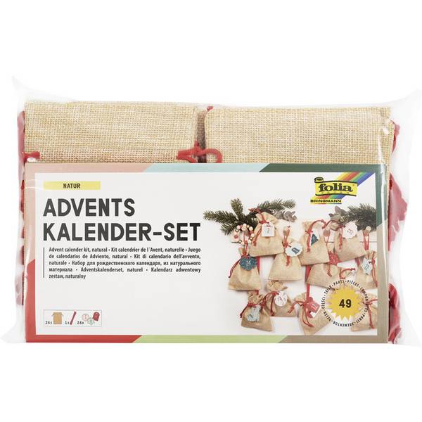 Adventskalender-Set 24 Beutel in Juteoptik natur