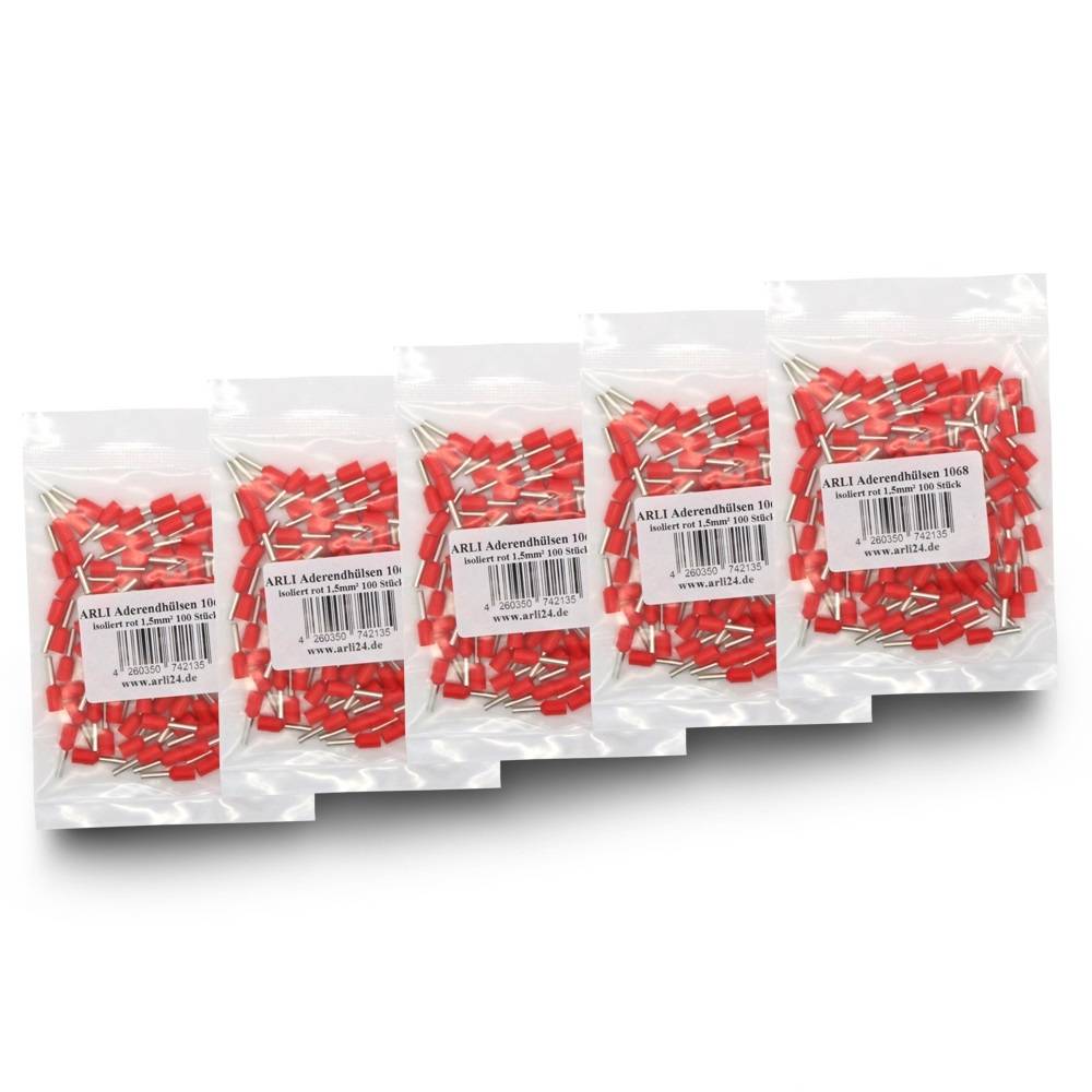ARLI Aderendhülsen isoliert rot 1,5 mm² - 5 x 100 er Beutel ( 500 Stück )-0