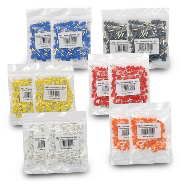 ARLI Aderendhülsen isolier 0,5 - 4 mm² - 1200 Set ( 0,5 0,75 1,0 1,5 2,5 4 mm² )