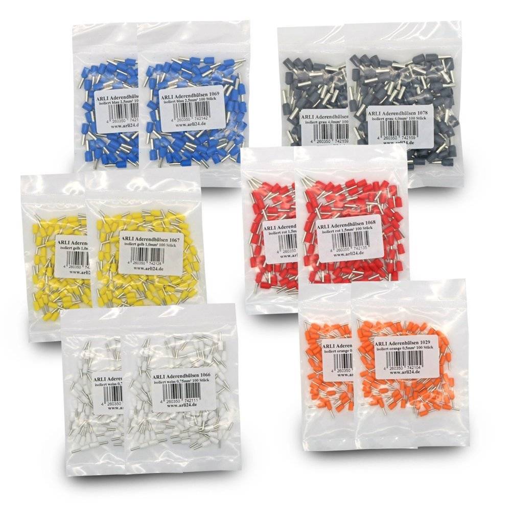 ARLI Aderendhülsen isolier 0,5 - 4 mm² - 1200 Set ( 0,5 0,75 1,0 1,5 2,5 4 mm² )-0