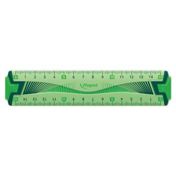 Flachlineal Flex 15 cm blau oder grün-transparent in Kunststoff-Etui