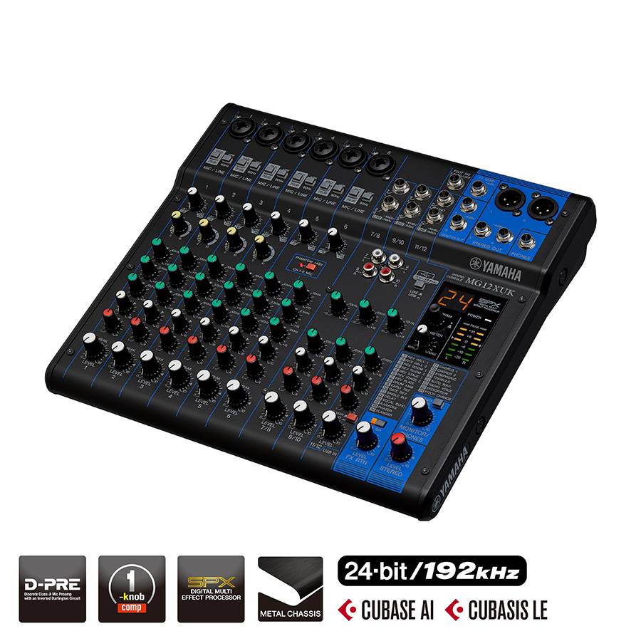 YAMAHA MG12XUK - 12-Kanal Mischpult Konsole (6 Mic-In | 12 Line-In | 2 Group Busse | 1 Stereo Bus | 2 AUX | SPX |-0