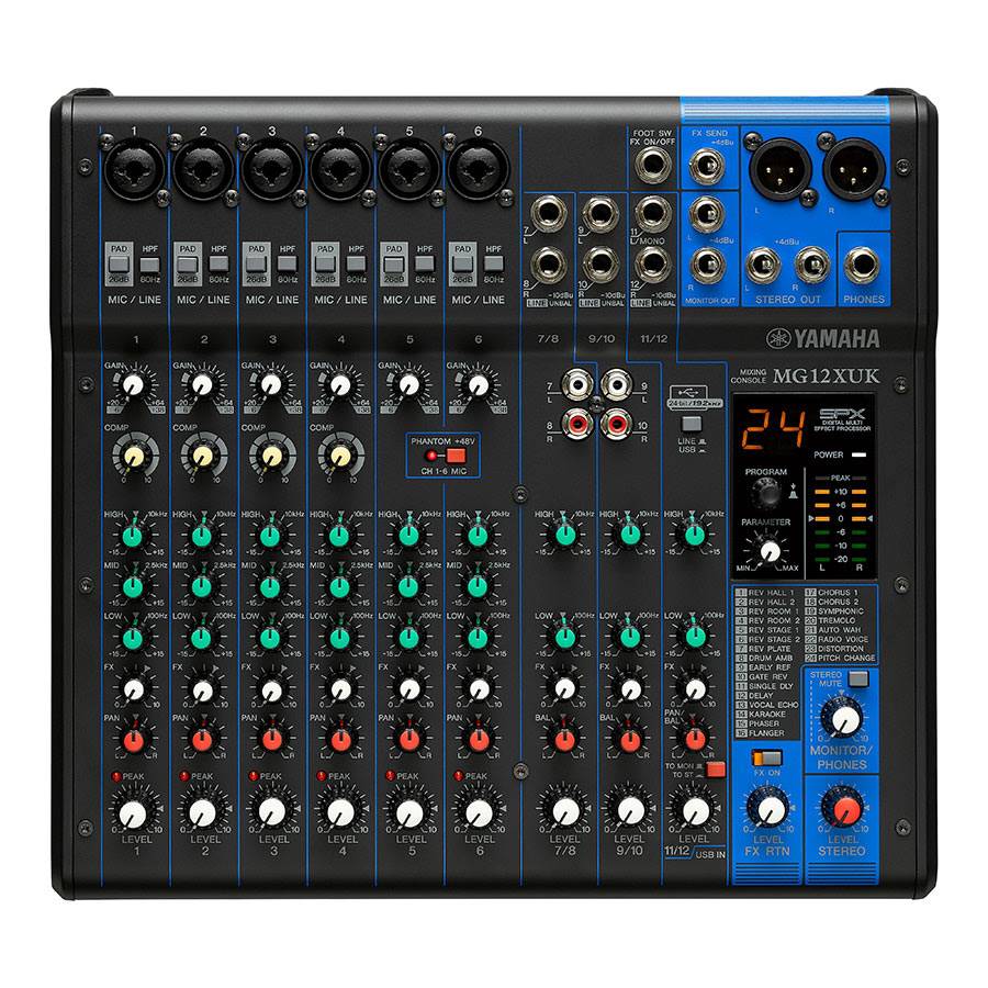 YAMAHA MG12XUK - 12-Kanal Mischpult Konsole (6 Mic-In | 12 Line-In | 2 Group Busse | 1 Stereo Bus | 2 AUX | SPX |-1