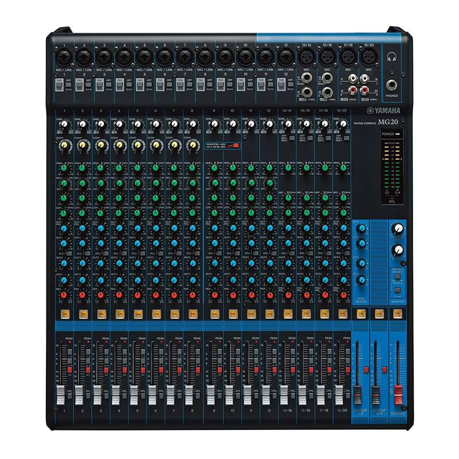 YAMAHA MG20 - 20-Kanal Mischpult Konsole (16 Mic-In | 20 Line-In | 4 Group Busse | 1 Stereo Bus | 4 AUX | Metallgehäuse-1