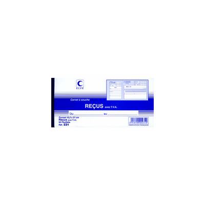 ELVE Carnet à souche "Reçu avec TVA", 96 x 210 mm