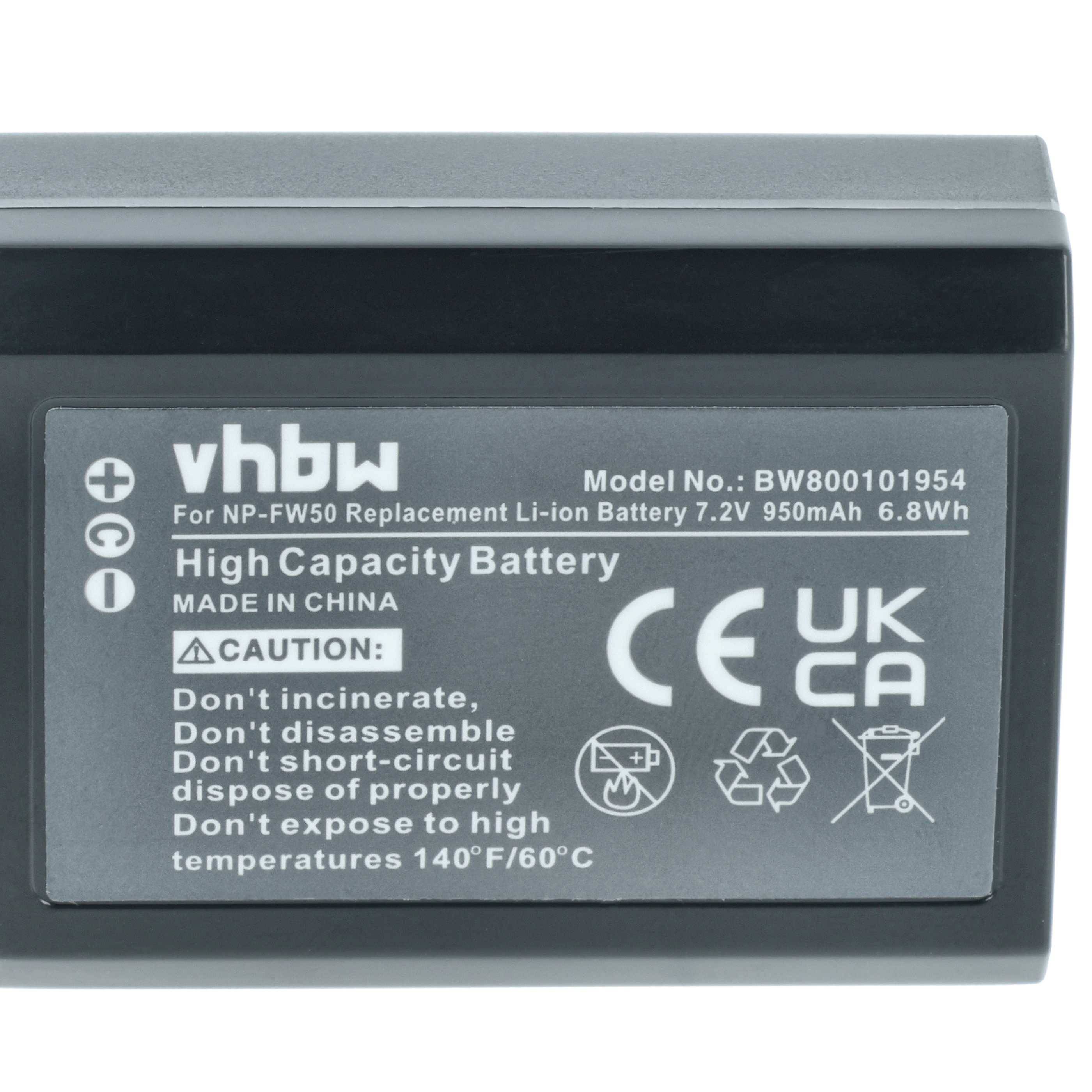 vhbw 3x Akku Ersatz für Sony NP-FW50 für Kamera (950mAh, 7,2V, Li-Ion) mit Infochip-2
