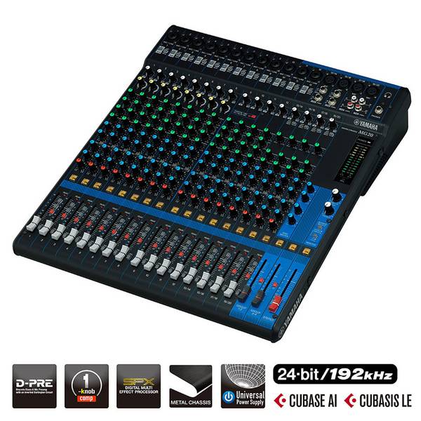 YAMAHA MG20XU - 20-Kanal Mischpult Konsole (16 Mic-In | 20 Line-In | 4 Group Busse | 1 Stereo Bus | 4 AUX | SPX |