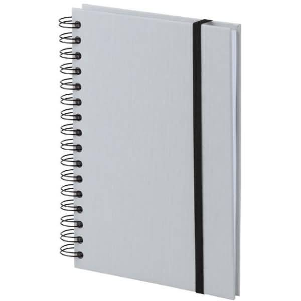 Notizbuch Wire-O DIN A5 80 Blatt blanko mit Gummizug stone-0
