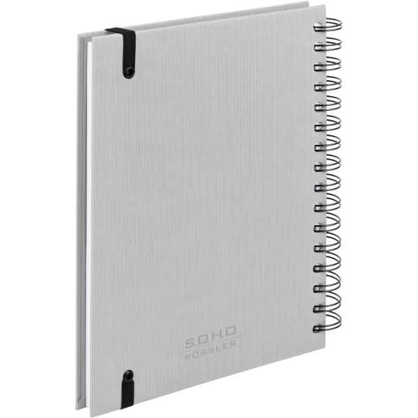 Notizbuch Wire-O DIN A5 80 Blatt blanko mit Gummizug stone-1