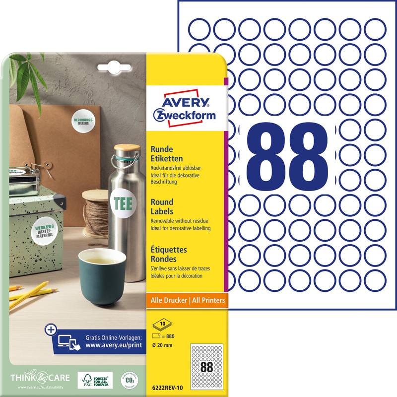 AVERY Zweckform Kennzeichnungs-Etiketten, Durchmesser: 20 mm-0
