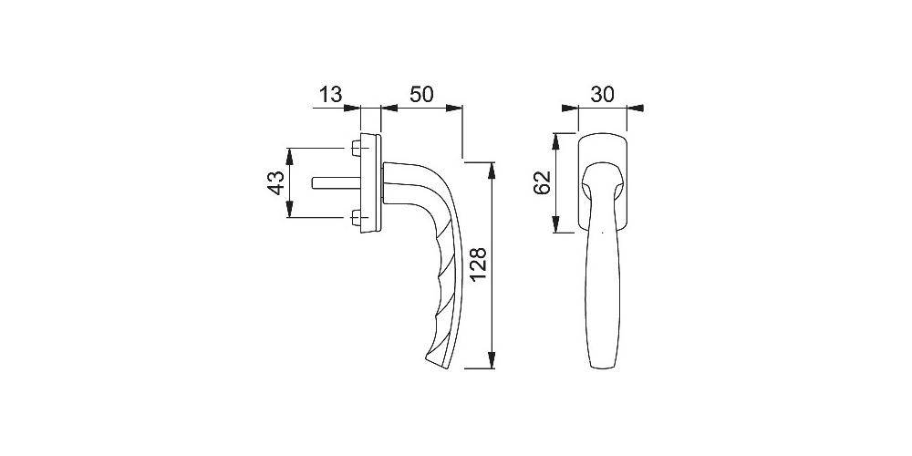 Fenstergriff NY 0810/U10 Alu.F9016/verkehrsweiß 35mm Stand.HOPPE-1