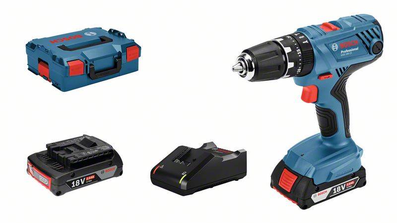 Bosch Professional Bosch Akku-Schlagbohrschrauber GSB 18V-21, incl. 2x Akku GBA, Schnellladegerät, L-BOXX-1