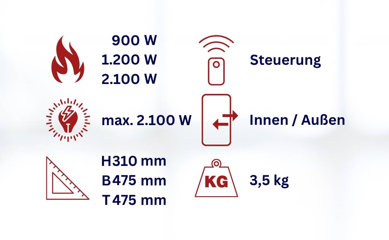 WDH Decken-Heizstrahler WDH-210S - 2.100 W - Outdoor & Indoor - Heizpilz, Terrassenheizstrahler, Wärmestrahler-1