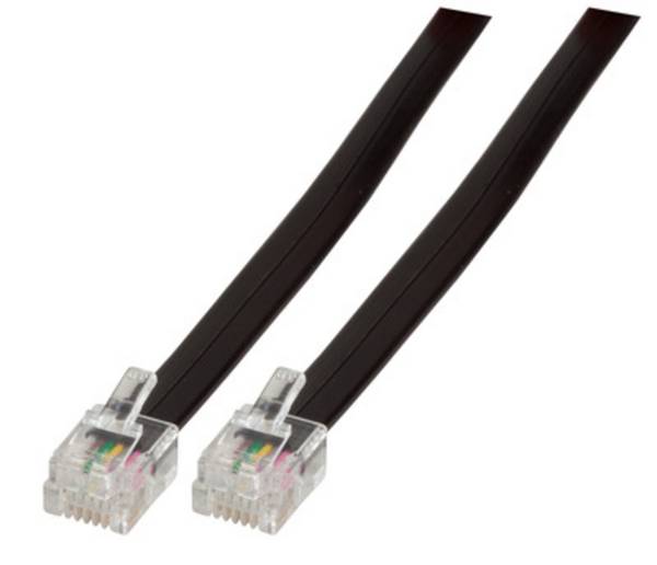 Modularkabel schwarz, 2 x RJ12 (6/6) -- Stecker, 1:1, 3,0 m Kabel Telefon-