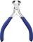 Beißzange mit blauen, gummierten Griffen, verwendet zum Schneiden von harten Drähten oder Nägeln.