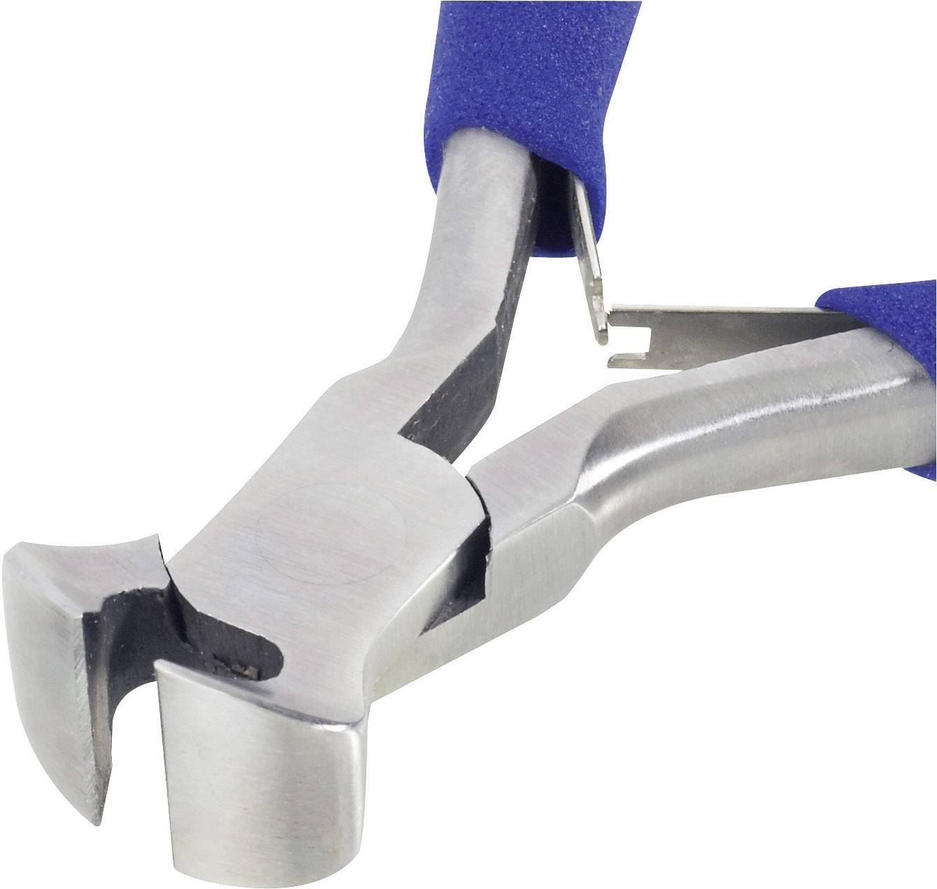 Eine Nagelziehzange mit blauen Griffen und einer gebogenen Klaue zum einfachen Entfernen von Nägeln aus Holz.