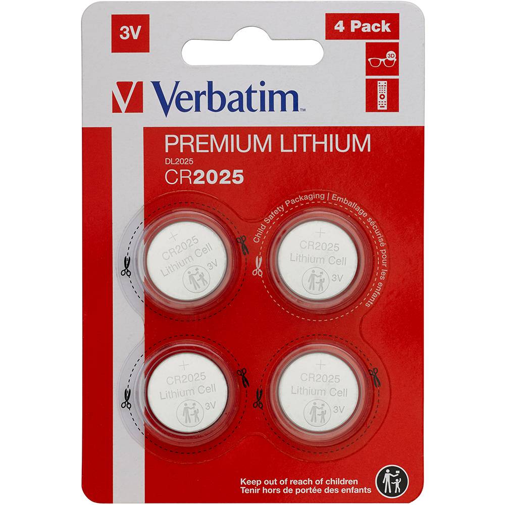 Verbatim CR2025, Einwegbatterie, CR2025, Lithium, 3 V, 4 Stück(e), Silber-0