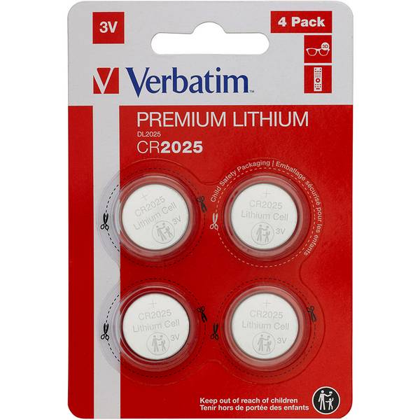 Verbatim CR2025, Einwegbatterie, CR2025, Lithium, 3 V, 4 Stück(e), Silber