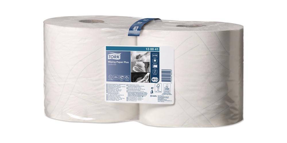 Putztuch TORK 130041 L.ca.340 mmxB.ca.235mm weiß 2-lagig,geprägt,bedruckt 750 Tü-0