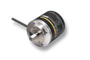 Omron E6F Absolutwertgeber Absolut 256/U, 5000U/min, 12 → 24 V dc, NPN, Open Collector Vollwelle mit Ø 10mm-0