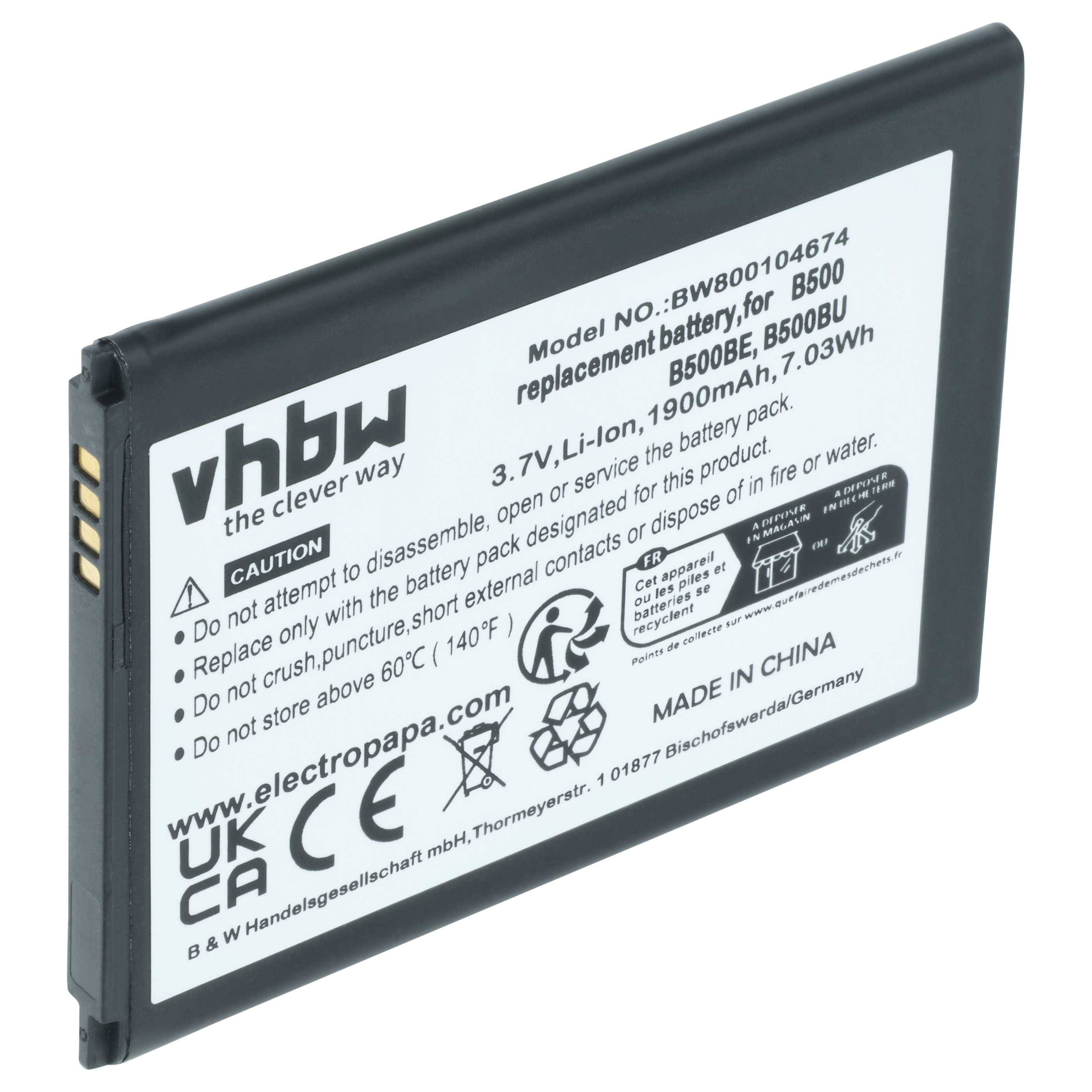 vhbw Akku kompatibel mit Samsung Galaxy GT-i9192 | GT-i9190, GT-i9195, S4 Mini, GT-i9198 Handy Smartphone Telefon (1900-0