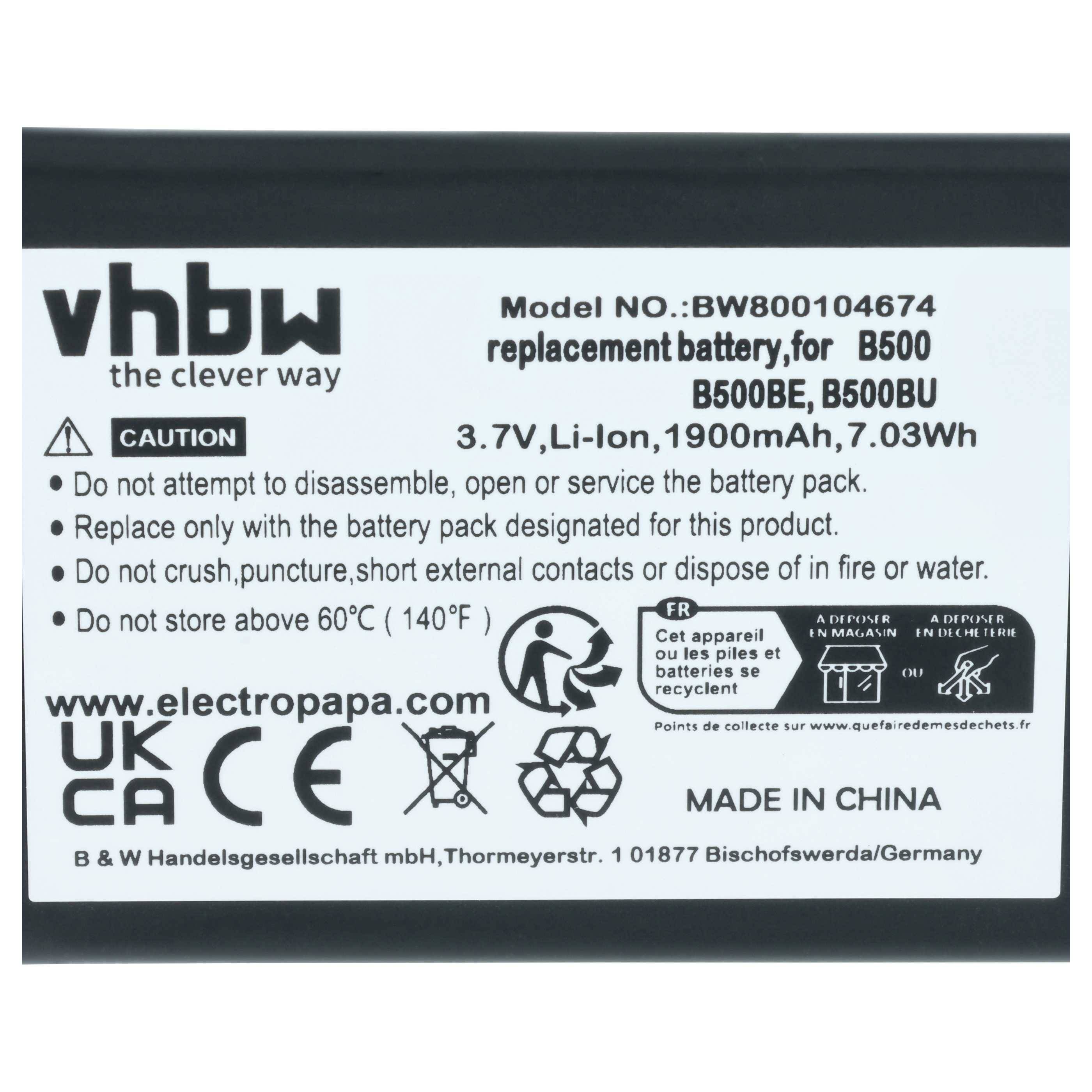 vhbw Akku kompatibel mit Samsung Galaxy GT-i9192 | GT-i9190, GT-i9195, S4 Mini, GT-i9198 Handy Smartphone Telefon (1900-3