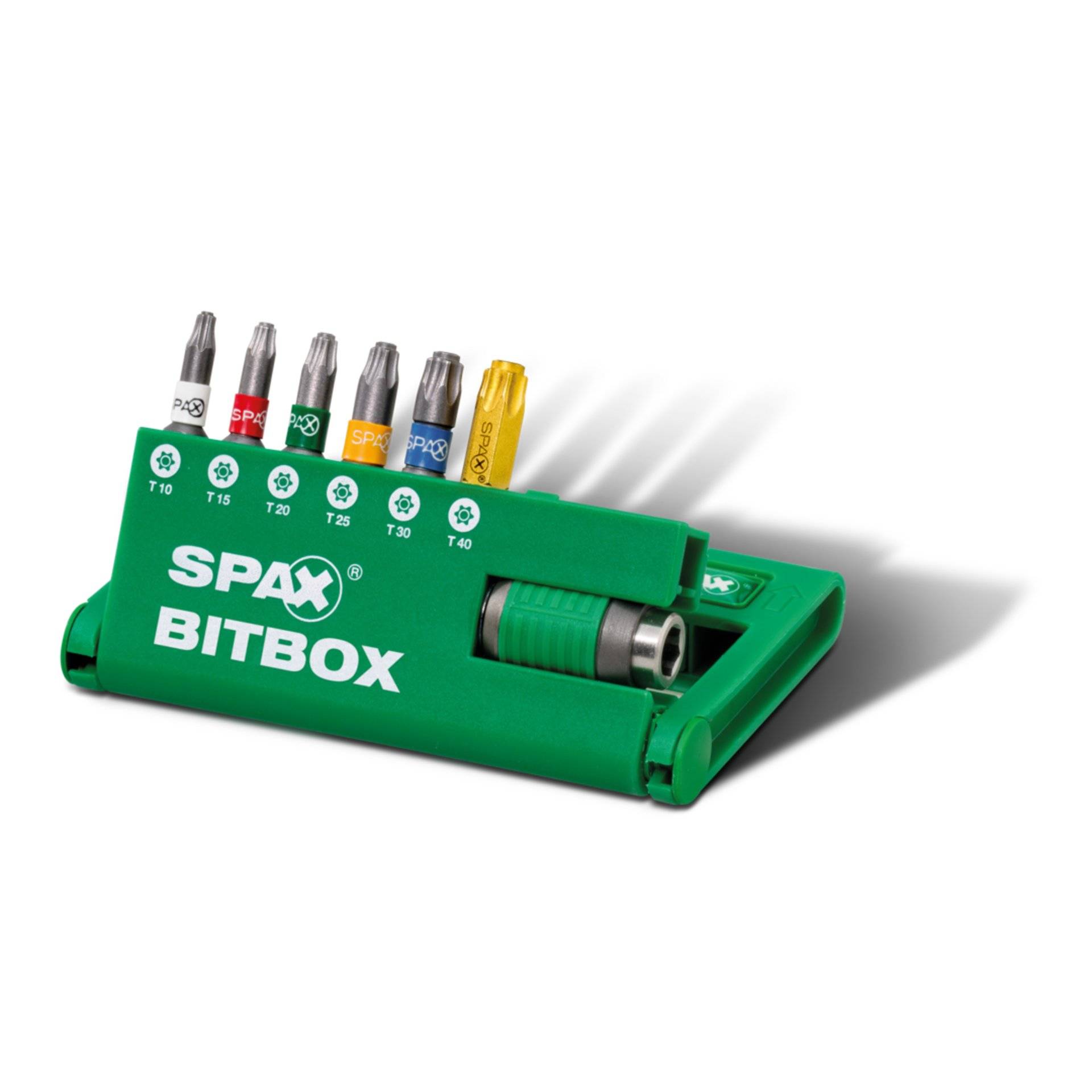 SPAX SPAX-BITBOX T-STAR plus, 6 Bits, T10, T15, T20, T25, T30, T40, Schnellwechsel Bit-Halter, 1 Stück-2