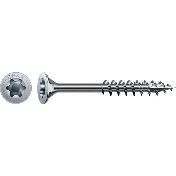 SPAX Universalschraube, 6 x 60 mm, 200 Stück, Teilgewinde, Senkkopf, T-STAR plus T30, 4CUT, WIROX