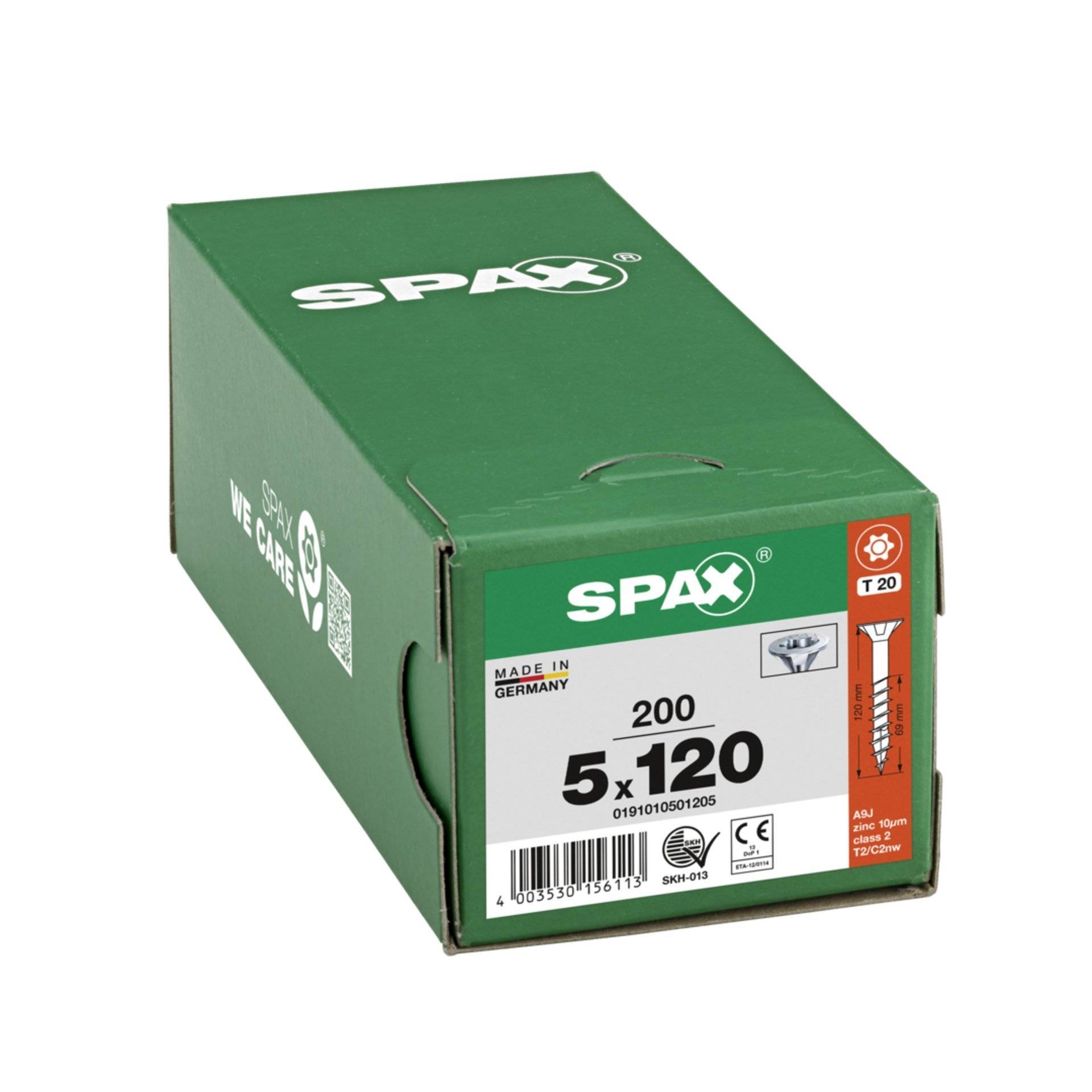 SPAX Universalschraube, 5 x 120 mm, 200 Stück, Teilgewinde, Senkkopf, T-STAR plus T20, 4CUT, WIROX-3