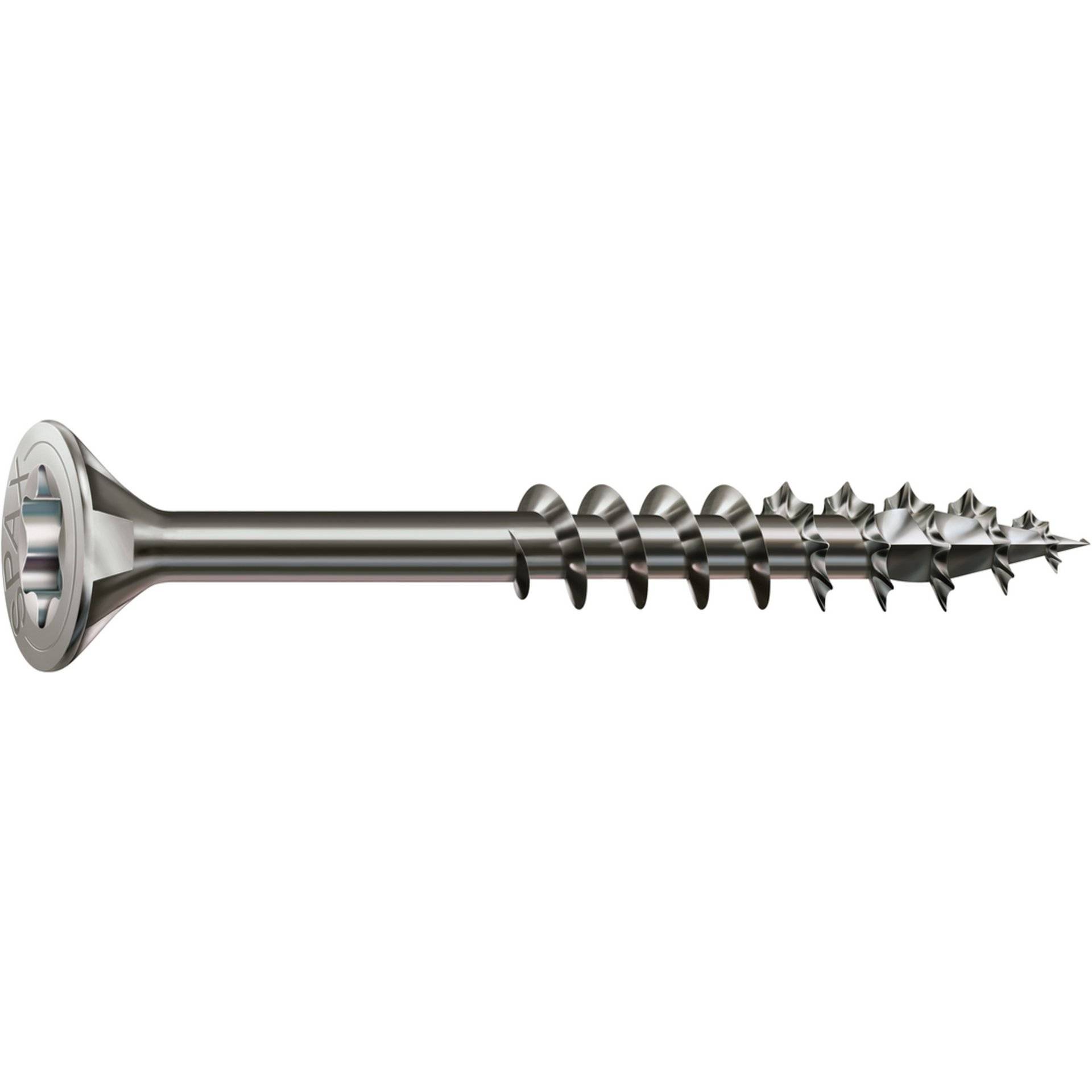SPAX Edelstahlschraube, 4,5 x 60 mm, 100 Stück, Teilgewinde, Senkkopf, T-STAR plus T20, 4CUT, Edelstahl rostfrei A2-4