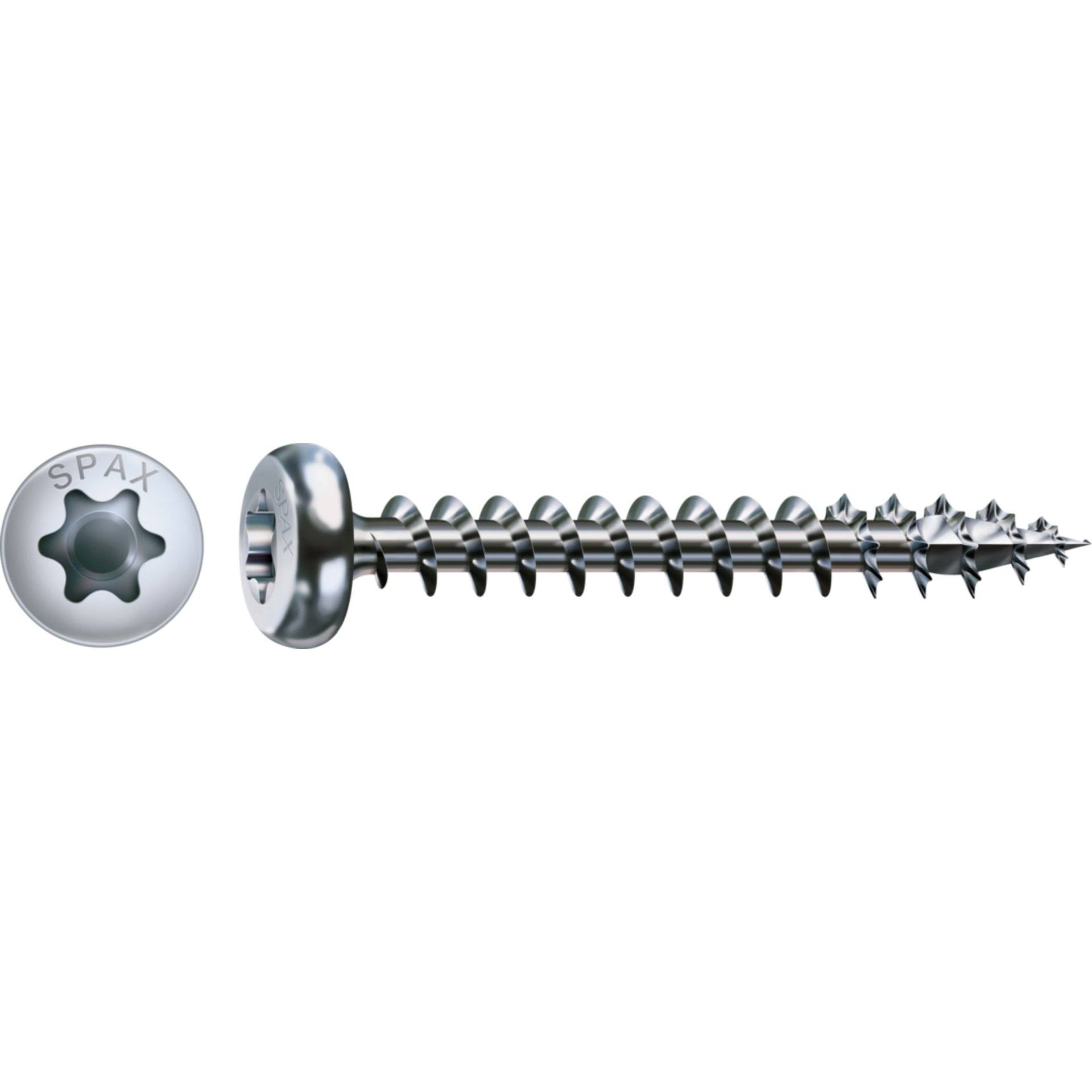 SPAX Universalschraube, 4 x 20 mm, 200 Stück, Vollgewinde, Halbrundkopf, T-STAR plus T20, 4CUT, WIROX-0