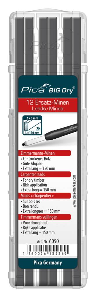 Minen-Set für Zimmermanns-Bleistift BIG Dry Zimmermann Graphit 2H Pica - Artikel: 4260056155369-0