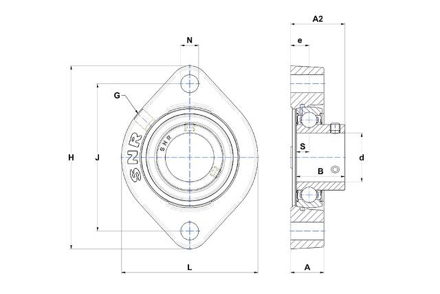 Flanschlager Einheit USFD 208 SNR oval-1