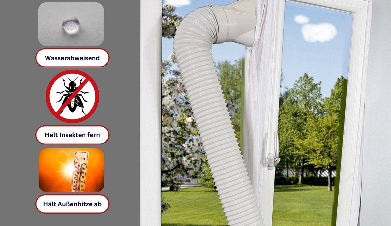WDH Window Kit: Fensterabdichtung für Klimagerät & Ablufttrockner. Stoppt Hitze, Abluft & Feuchtigkeit. Hot Air Stop-4