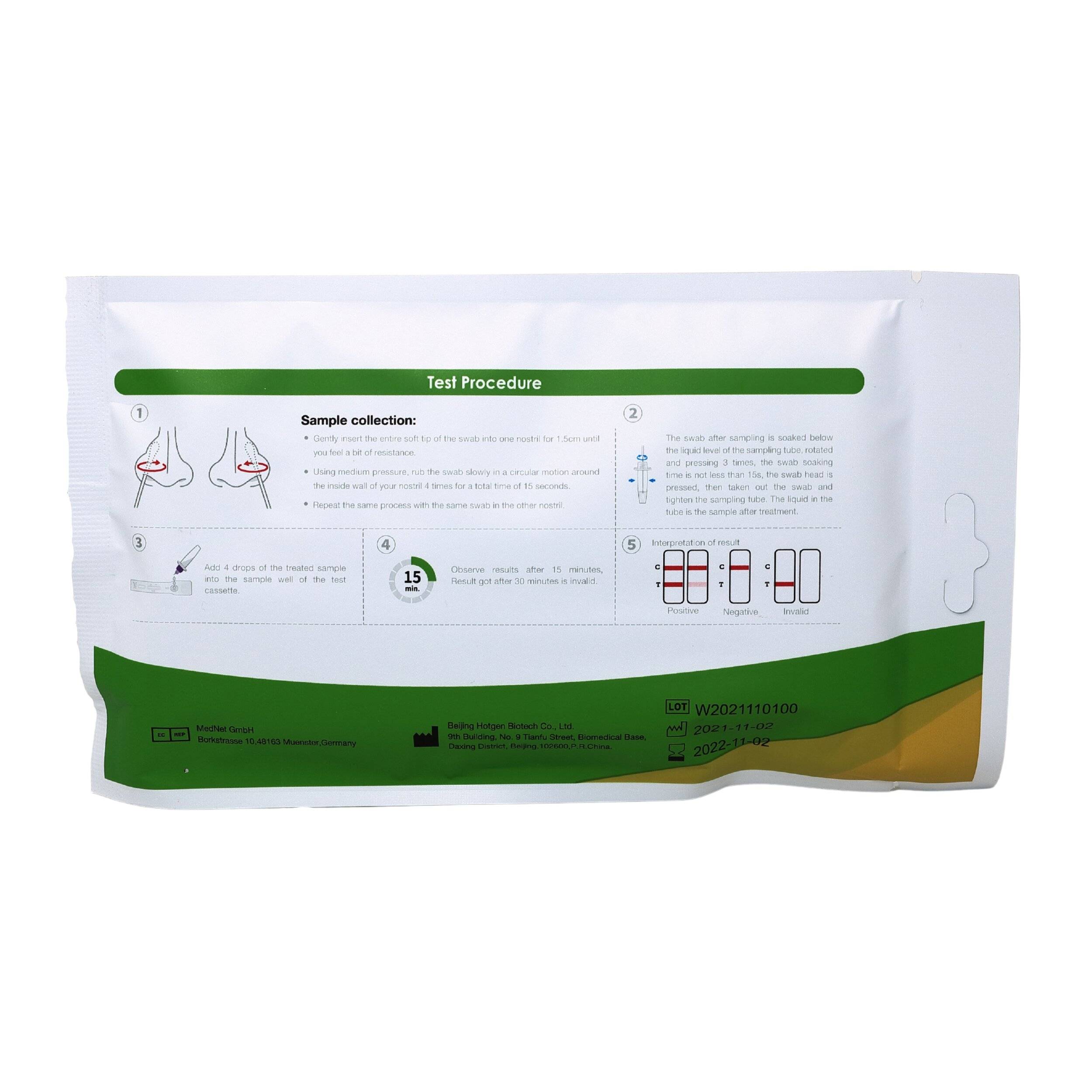 Hotgen Novel Coronavirus Selbsttest SARS-CoV-2 Antigentest Kit 1er Pack - CE0123 Nasal-1