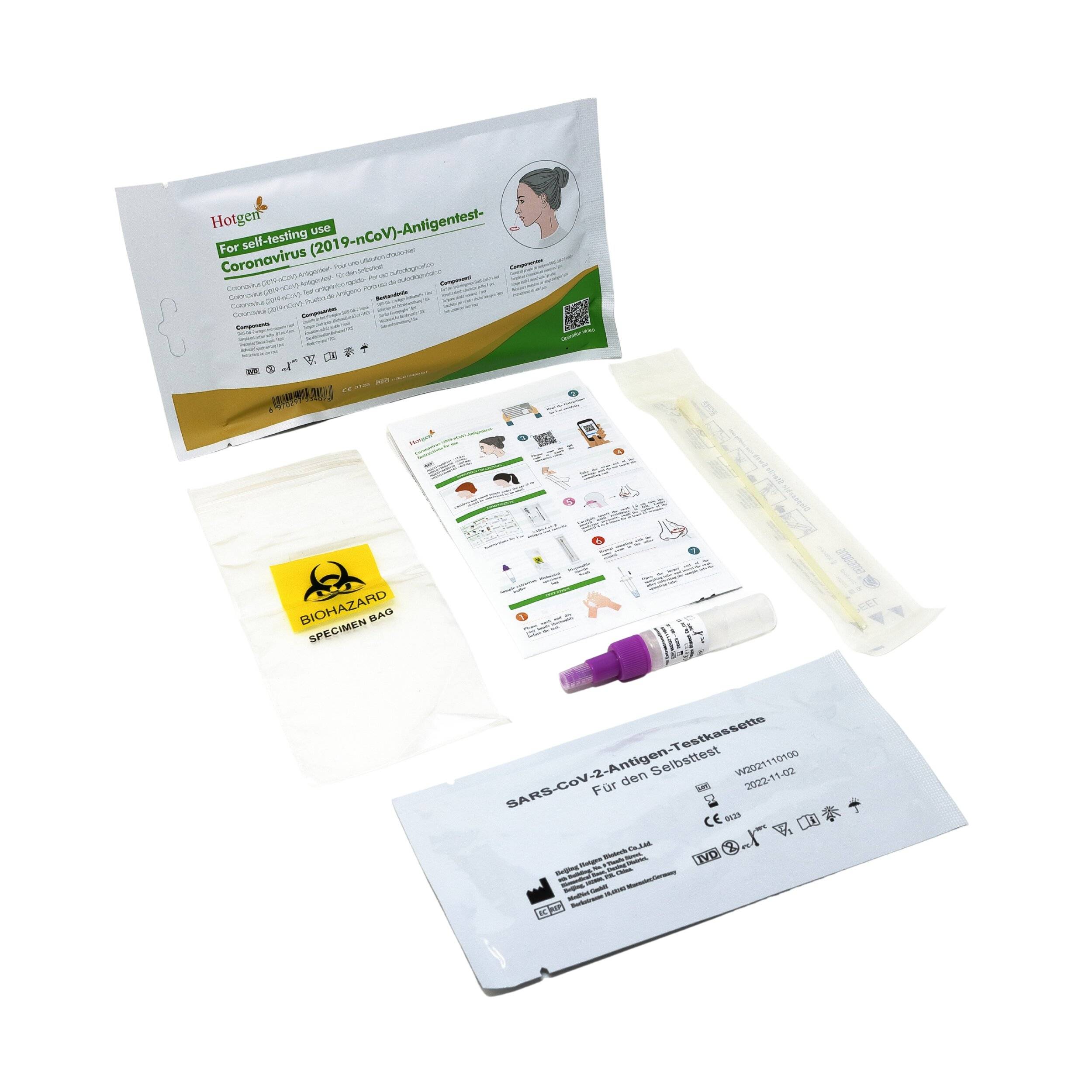 Hotgen Novel Coronavirus Selbsttest SARS-CoV-2 Antigentest Kit 1er Pack - CE0123 Nasal-2