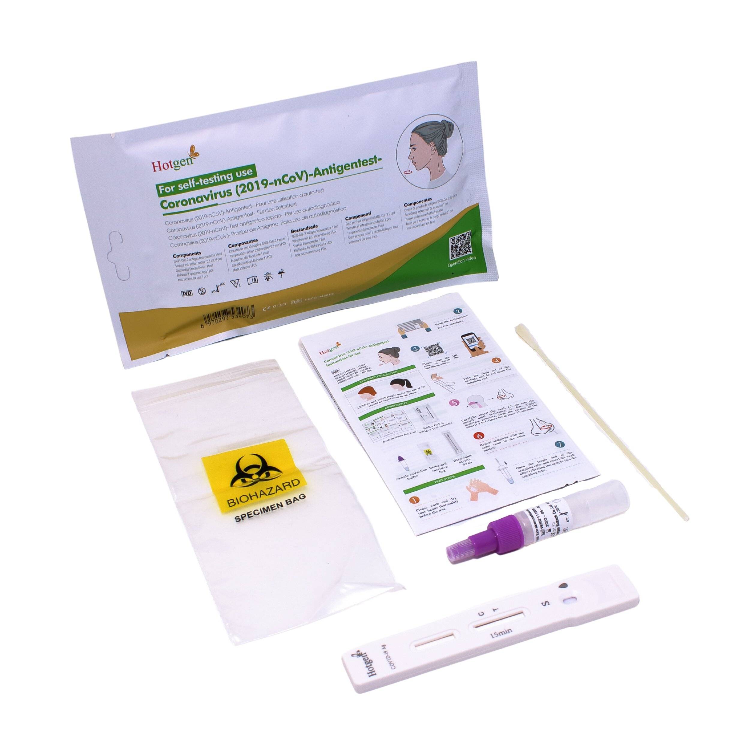 Hotgen Novel Coronavirus Selbsttest SARS-CoV-2 Antigentest Kit 1er Pack - CE0123 Nasal-3