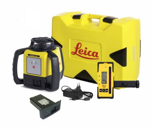 Leica Rugby 610 Rotationslaser mit Rod Eye 160 Digital, Li-Ion Akkus, Ladegerät, Koffer