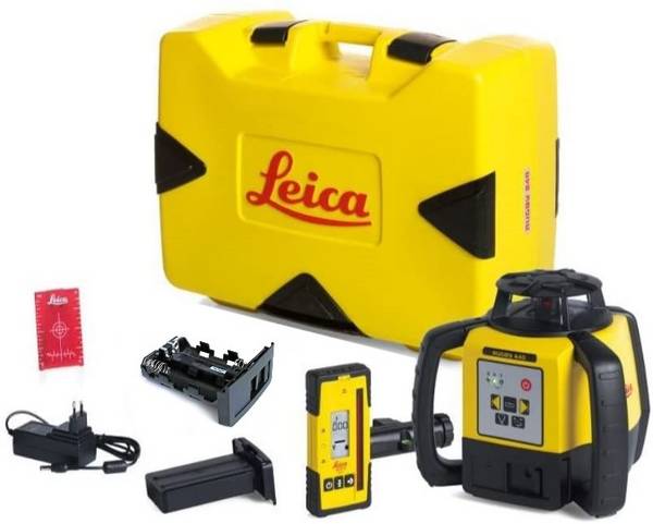 Leica Rugby 640 Rotationslaser mit Rod Eye 120 Basic, Akku, Ladegerät, Koffer
