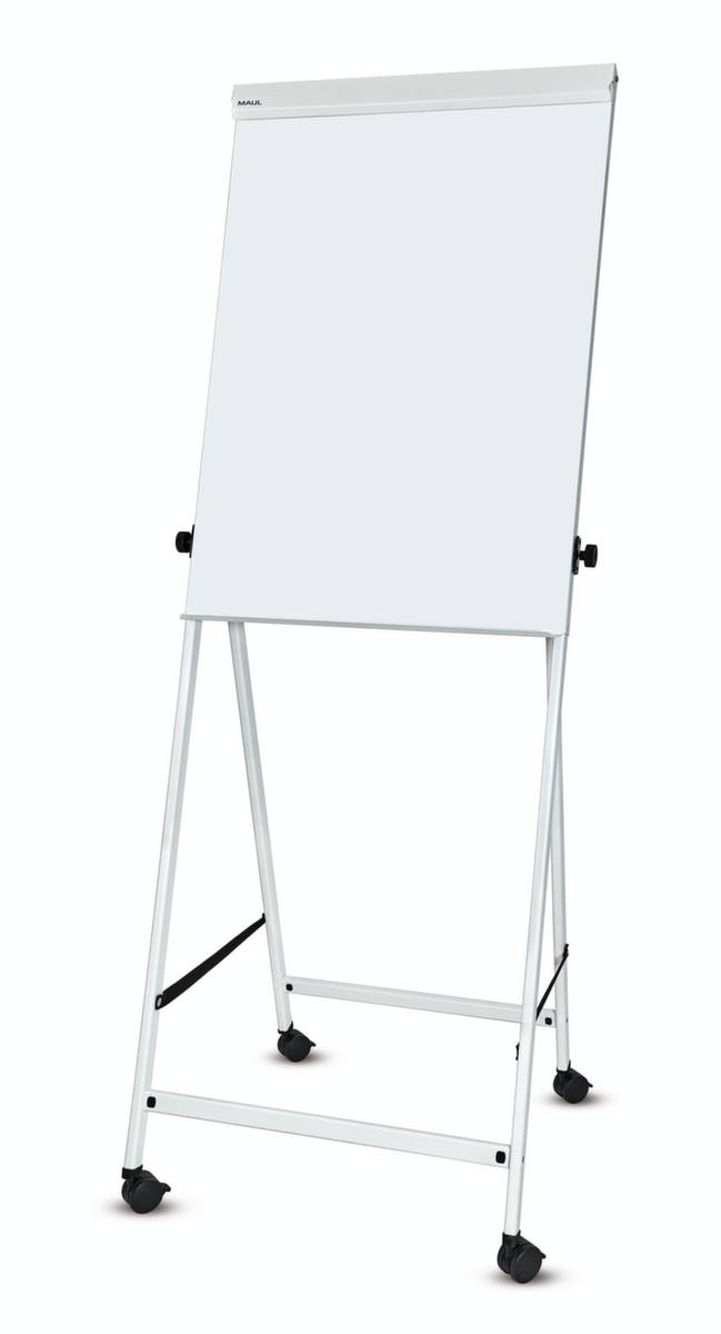 Flipchart,H 1250-2015mm,Tafel HxB 1000x700mm,m. 2 Blockhalter,Ablageschale,Gestell Alu,4 Rollen m. Feststellern-5