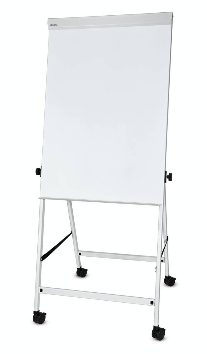 Flipchart,H 1250-2015mm,Tafel HxB 1000x700mm,m. 2 Blockhalter,Ablageschale,Gestell Alu,4 Rollen m. Feststellern-6