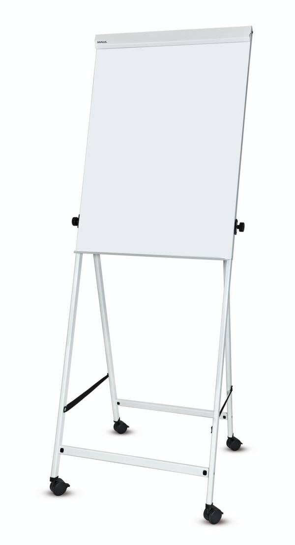 Flipchart,H 1250-2015mm,Tafel HxB 1000x700mm,m. 2 Blockhalter,Ablageschale,Gestell Alu,4 Rollen m. Feststellern
