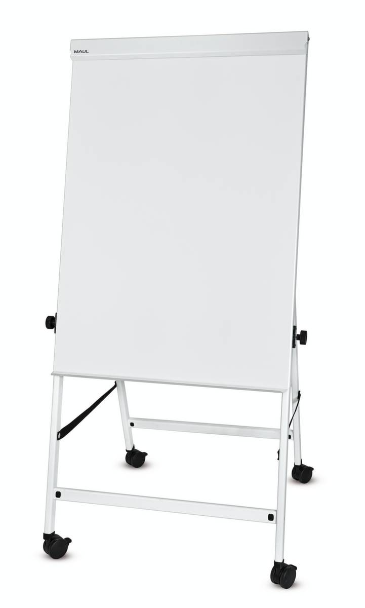 Flipchart,H 1250-2015mm,Tafel HxB 1000x700mm,m. 2 Blockhalter,Ablageschale,Gestell Alu,4 Rollen m. Feststellern-2